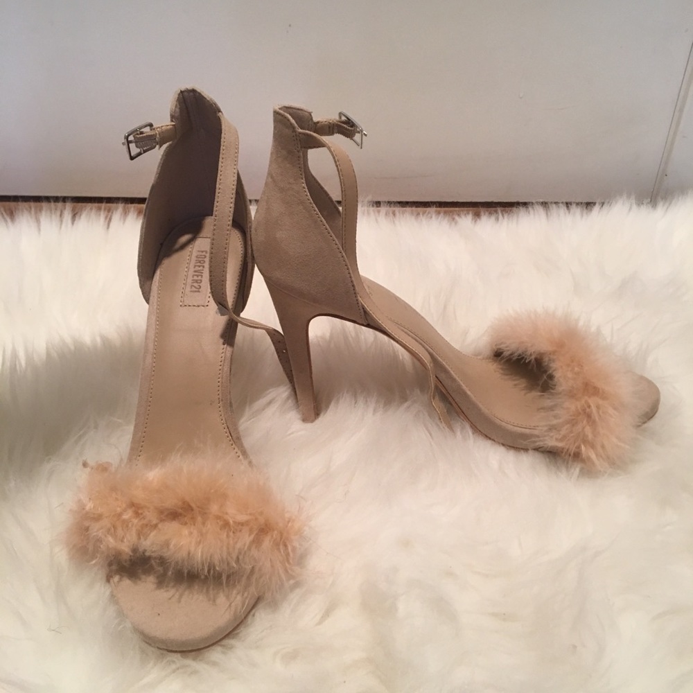Nude furry heels. Never worn!